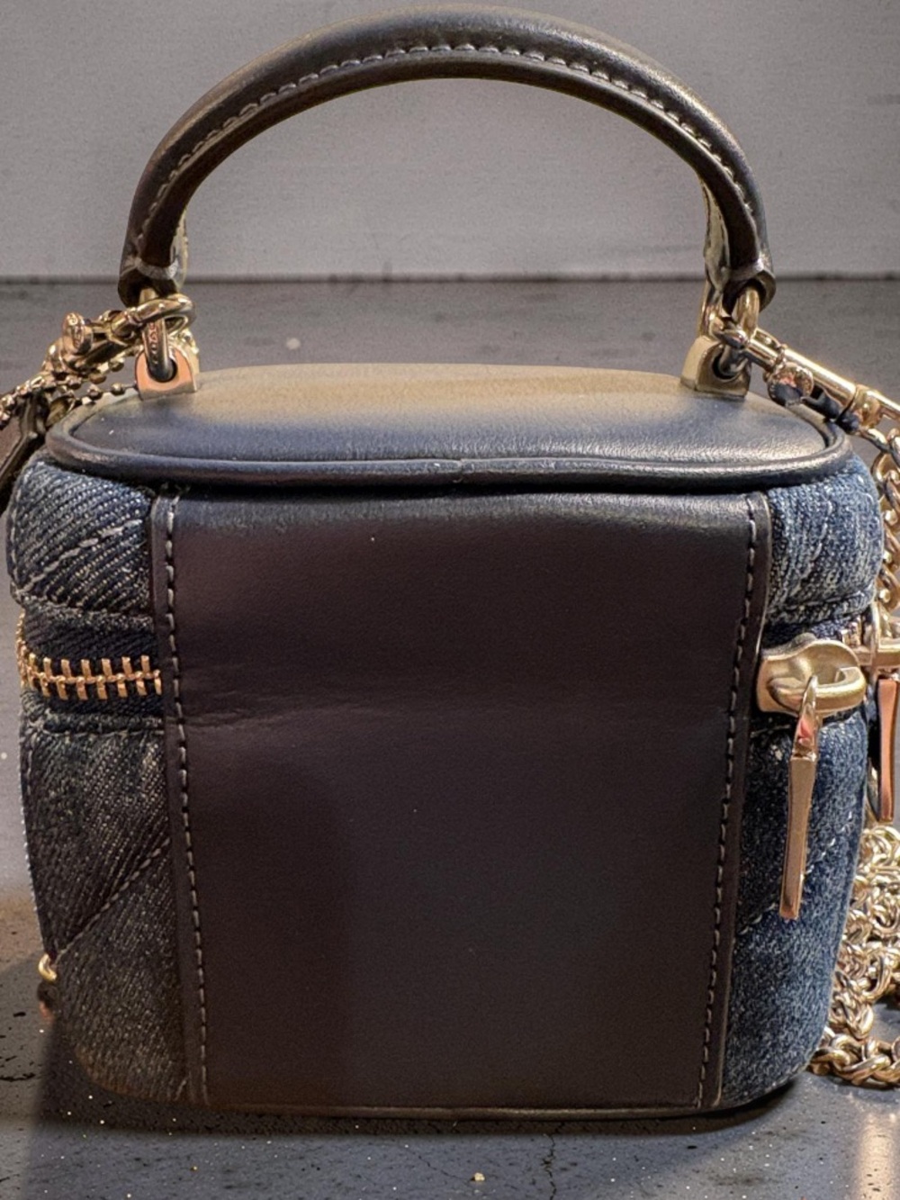 COACH Quilted Dark Blue Denim Bag with Silver Accents - Picture 2 of 11